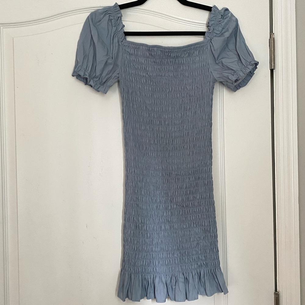 SHEIN Puff Sleeve Ruffle Hem Shirred